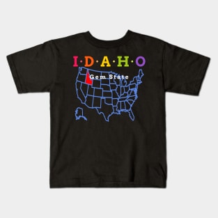 Idaho, USA. Gem State - with Map Kids T-Shirt